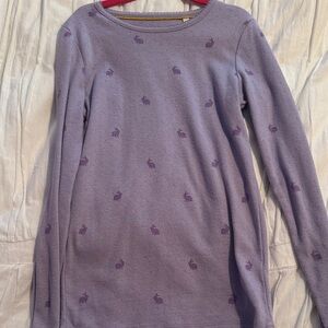 Mini Boden Lavender long sleeve shirt with Rabbit Design